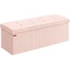 imageSONGMICS Mazie Collection  Storage Ottoman Bench Foldable Foot Rest 15 x 30 x 15 Inches End of Bed Bench Storage Chest Load 660 lb Living Room Bedroom Entryway Cream White ULSF603W01Jelly Pink