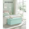 imageSONGMICS Mazie Collection  Storage Ottoman Bench Foldable Foot Rest 15 x 30 x 15 Inches End of Bed Bench Storage Chest Load 660 lb Living Room Bedroom Entryway Cream White ULSF603W01Moonlight Green
