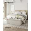 imageSONGMICS Mazie Collection  Storage Ottoman Bench Foldable Foot Rest 15 x 30 x 15 Inches End of Bed Bench Storage Chest Load 660 lb Living Room Bedroom Entryway Cream White ULSF603W01Cream White