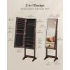 imageSONGMICS Mirror Jewelry Cabinet Armoire Standing FullLength Mirror Lockable Jewelry Organizer Gift Idea Brown Surface and Black Lining UJJC69BRBrown