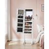 imageSONGMICS Mirror Jewelry Cabinet Standing Armoire Organizer Jewelry Storage with FullLength Frameless LED Lights Builtin Makeup Mirror 2 Drawers Lockable White UJJC023W01White
