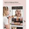 imageSONGMICS Mirror Jewelry Cabinet Standing Armoire Organizer Jewelry Storage with FullLength Frameless LED Lights Builtin Makeup Mirror 2 Drawers Lockable White UJJC023W01White