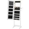 imageSONGMICS Mirror Jewelry Cabinet Standing Armoire Organizer Jewelry Storage with FullLength Frameless LED Lights Builtin Makeup Mirror 2 Drawers Lockable White UJJC023W01White