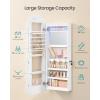 imageSONGMICS Mirror Jewelry Cabinet Wall Mounted Over the Door Hanging LED Jewelry Organizer Lockable Wavy Wide Mirror with Storage Interior Lights 39 x 165 x 425 Inches White UJJC031W01White