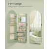 imageSONGMICS Mirror Jewelry Cabinet Wall Mounted Over the Door Hanging LED Jewelry Organizer Lockable Wavy Wide Mirror with Storage Interior Lights 39 x 165 x 425 Inches White UJJC031W01Laurel Green