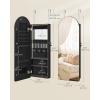 imageSONGMICS Mirror Jewelry Cabinet Wall Mounted Over the Door Hanging LED Jewelry Organizer Lockable Wavy Wide Mirror with Storage Interior Lights 39 x 165 x 425 Inches White UJJC031W01Ink Black