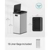imageSONGMICS Motion Sensor Trash Can 18Gallon 68L Automatic Kitchen Garbage Can with StayOpen Lid Soft Close Stainless Steel 15 Trash Bags Included Metallic Silver ULTB630E68Metallic Silver
