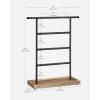 imageSONGMICS Set of 2 Jewelry Holders Organizers 3 Tiers and 1 Tray Jewelry Display Stands with Metal Frame Necklace Earring Bracelet Holder for Rings Ink Black and Caramel Brown UJJS03CB2JWood Color  Black