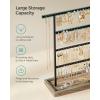 imageSONGMICS Set of 2 Jewelry Holders Organizers 3 Tiers and 1 Tray Jewelry Display Stands with Metal Frame Necklace Earring Bracelet Holder for Rings Ink Black and Caramel Brown UJJS03CB2JWood Color  Black