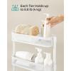 imageSONGMICS Slim Storage Cart 4Tier Metal Rolling Cart with Wheels Flexible Baskets Narrow Cart for Kitchen Bathroom Laundry Room Easy Assembly White UBSC065W01White