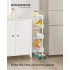 imageSONGMICS Slim Storage Cart 4Tier Metal Rolling Cart with Wheels Flexible Baskets Narrow Cart for Kitchen Bathroom Laundry Room Easy Assembly White UBSC065W01White