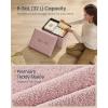 imageSONGMICS Small Folding Storage Ottoman Foot Rest Stool 15 x 15 x 15 Inches Ottoman with Storage Load up to 660 lb for Living Room Bedroom Dorm Camel Brown ULSF095K01Jelly Pink