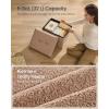 imageSONGMICS Small Folding Storage Ottoman Foot Rest Stool 15 x 15 x 15 Inches Ottoman with Storage Load up to 660 lb for Living Room Bedroom Dorm Camel Brown ULSF095K01Camel Brown