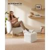 imageSONGMICS Small Folding Storage Ottoman Foot Rest Stool 15 x 15 x 15 Inches Ottoman with Storage Load up to 660 lb for Living Room Bedroom Dorm Camel Brown ULSF095K01Cream White