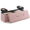 imageSONGMICS Small Folding Storage Ottoman Foot Rest Stool 15 x 15 x 15 Inches Ottoman with Storage Load up to 660 lb for Living Room Bedroom Dorm Camel Brown ULSF095K01Jelly Pink