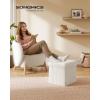 imageSONGMICS Small Folding Storage Ottoman Foot Rest Stool 15 x 15 x 15 Inches Ottoman with Storage Load up to 660 lb for Living Room Bedroom Dorm Camel Brown ULSF095K01Cream White