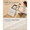 imageSONGMICS Small Folding Storage Ottoman Foot Rest Stool 15 x 15 x 15 Inches Ottoman with Storage Load up to 660 lb for Living Room Bedroom Dorm Camel Brown ULSF095K01Cream White