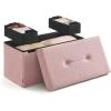 imageSONGMICS Small Folding Storage Ottoman Foot Rest Stool 15 x 15 x 15 Inches Ottoman with Storage Load up to 660 lb for Living Room Bedroom Dorm Camel Brown ULSF095K01Jelly Pink