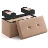 imageSONGMICS Small Folding Storage Ottoman Foot Rest Stool 15 x 15 x 15 Inches Ottoman with Storage Load up to 660 lb for Living Room Bedroom Dorm Camel Brown ULSF095K01Camel Brown