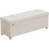 imageSONGMICS Storage Ottoman Bench Folding Storage Chest 15 x 30 x 152 Inches Foot Rest Stool 20 Gal 77 L Velvet Surface for Bedroom Entryway Living Room Jelly Pink ULSF0517R01Cream White