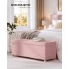 imageSONGMICS Storage Ottoman Bench Folding Storage Chest 15 x 30 x 152 Inches Foot Rest Stool 20 Gal 77 L Velvet Surface for Bedroom Entryway Living Room Jelly Pink ULSF0517R01Jelly Pink