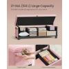 imageSONGMICS Storage Ottoman Bench Folding Storage Chest 15 x 30 x 152 Inches Foot Rest Stool 20 Gal 77 L Velvet Surface for Bedroom Entryway Living Room Jelly Pink ULSF0517R01Jelly Pink