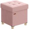 imageSONGMICS Storage Ottoman Cube Ottoman with Legs 15 x 15 x 157 Inches Footstool Footrest 10 Gal 37 L Synthetic Leather for Bedroom Living Room Dorm Ink Black ULSF0512B02Jelly Pink