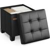 imageSONGMICS Storage Ottoman Cube Ottoman with Legs 15 x 15 x 157 Inches Footstool Footrest 10 Gal 37 L Synthetic Leather for Bedroom Living Room Dorm Ink Black ULSF0512B02Ink Black