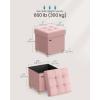 imageSONGMICS Storage Ottoman Cube Ottoman with Legs 15 x 15 x 157 Inches Footstool Footrest 10 Gal 37 L Synthetic Leather for Bedroom Living Room Dorm Ink Black ULSF0512B02Jelly Pink