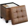 imageSONGMICS Storage Ottoman Cube Ottoman with Legs 15 x 15 x 157 Inches Footstool Footrest 10 Gal 37 L Synthetic Leather for Bedroom Living Room Dorm Ink Black ULSF0512B02Coffee Brown