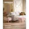 imageSONGMICS Storage Ottoman Foot Stool Ottoman with Padded Seat Foot Rest with Wood Legs Small Table for Hallway Living Room 118 x 157 x 114 Inches Teddy Fleece Cream White ULOM518WD01Jelly Pink