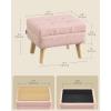 imageSONGMICS Storage Ottoman Foot Stool Ottoman with Padded Seat Foot Rest with Wood Legs Small Table for Hallway Living Room 118 x 157 x 114 Inches Teddy Fleece Cream White ULOM518WD01Jelly Pink