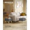 imageSONGMICS Storage Ottoman Foot Stool Ottoman with Padded Seat Foot Rest with Wood Legs Small Table for Hallway Living Room 118 x 157 x 114 Inches Teddy Fleece Cream White ULOM518WD01Slate Gray
