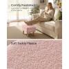 imageSONGMICS Storage Ottoman Foot Stool Ottoman with Padded Seat Foot Rest with Wood Legs Small Table for Hallway Living Room 118 x 157 x 114 Inches Teddy Fleece Cream White ULOM518WD01Jelly Pink