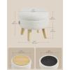 imageSONGMICS Storage Ottoman Foot Stool Round Ottoman with Padded Seat Foot Rest with Wood Legs Small Table for Hallway Living Room 122 Inches Velvet Cream White ULOM513LH01White