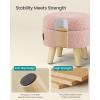 imageSONGMICS Storage Ottoman Foot Stool Round Ottoman with Padded Seat Foot Rest with Wood Legs Small Table for Hallway Living Room 122 Inches Velvet Cream White ULOM513LH01Jelly Pink