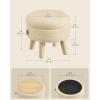 imageSONGMICS Storage Ottoman Foot Stool Round Ottoman with Padded Seat Foot Rest with Wood Legs Small Table for Hallway Living Room 122 Inches Velvet Cream White ULOM513LH01Summer Sand