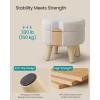imageSONGMICS Storage Ottoman Foot Stool Round Ottoman with Padded Seat Foot Rest with Wood Legs Small Table for Hallway Living Room 122 Inches Velvet Cream White ULOM513LH01Cream White