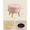 imageSONGMICS Storage Ottoman Foot Stool Round Ottoman with Padded Seat Foot Rest with Wood Legs Small Table for Hallway Living Room 122 Inches Velvet Cream White ULOM513LH01Jelly Pink