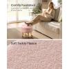 imageSONGMICS Storage Ottoman Foot Stool Round Ottoman with Padded Seat Foot Rest with Wood Legs Small Table for Hallway Living Room 122 Inches Velvet Cream White ULOM513LH01Jelly Pink