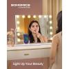imageSONGMICS Vanity Makeup Mirror with Lights Touch Control AngleAdjustable Charging Ports Detachable 10X Magnifying Mirror 3 Color Temperatures Dimmable Phone Holder Matte White ULWM002W01V1LED Bulbs