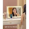 imageSONGMICS Vanity Makeup Mirror with Lights Touch Control AngleAdjustable Charging Ports Detachable 10X Magnifying Mirror 3 Color Temperatures Dimmable Phone Holder Matte White ULWM002W01V1LED Strip