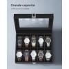 imageSONGMICS Watch Box 12Slot Watch Case Organizer with Large Glass Lid Removable Pillows Gift for Loved Ones Coffee Brown Synthetic Leather Coffee Brown Lining UJWB120KQ01SBlack  Black