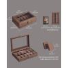 imageSONGMICS Watch Box 12Slot Watch Case Organizer with Large Glass Lid Removable Pillows Gift for Loved Ones Coffee Brown Synthetic Leather Coffee Brown Lining UJWB120KQ01SBrown  Brown