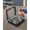 imageSONGMICS Watch Box 12Slot Watch Case Organizer with Large Glass Lid Removable Pillows Gift for Loved Ones Coffee Brown Synthetic Leather Coffee Brown Lining UJWB120KQ01SBlack  Gray