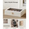 imageSONGMICS Watch Box 12Slot Watch Case Organizer with Large Glass Lid Removable Pillows Gift for Loved Ones Coffee Brown Synthetic Leather Coffee Brown Lining UJWB120KQ01SCloud White  Cappuccino Beige