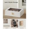 imageSONGMICS Watch Box 12Slot Watch Case Organizer with Large Glass Lid Removable Pillows Gift for Loved Ones Coffee Brown Synthetic Leather Coffee Brown Lining UJWB120KQ01SCloud White  Cappuccino Beige