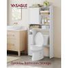 imageVASAGLE Over The Toilet Storage Shelf Bathroom Storage Cabinet with Sliding Door Adjustable Shelves Toilet Paper Holder SpaceSaving Modern 98 x 327 x 669 Inches Cloud White UBTS018W01Cloud White