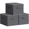imageSONGMICS Foldable Storage Organizer Boxes Set of 6 Storage Basket Bins with Lids Handles Clothes Organizer 157 x 118 x 98 Inches NonWoven Fabric Slate Gray URZB003G02Slate Gray