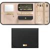 imageSONGMICS HOME Travel Jewelry Case Foldable Jewelry Organizer with Mirror Sectioned Storage Large Capacity Woven Embossed PU Leather Gift Idea Jelly Pink UJBC196R01Ink Black